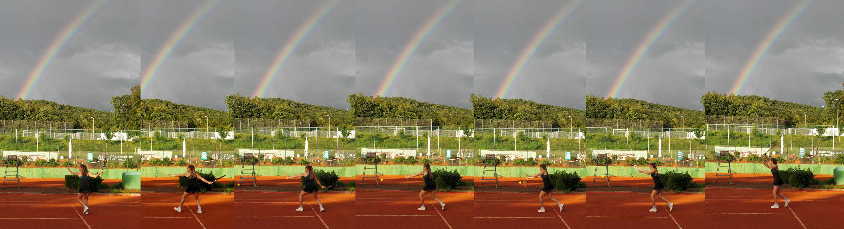 Tennis und Regenbogen